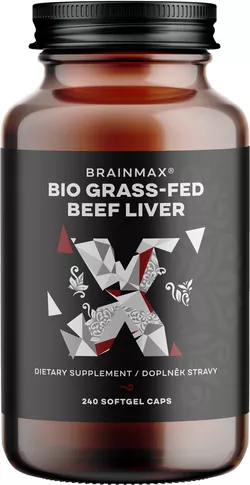 BrainMax Grass-Fed Beef liver, hovězí játra, BIO, 240 kapslí