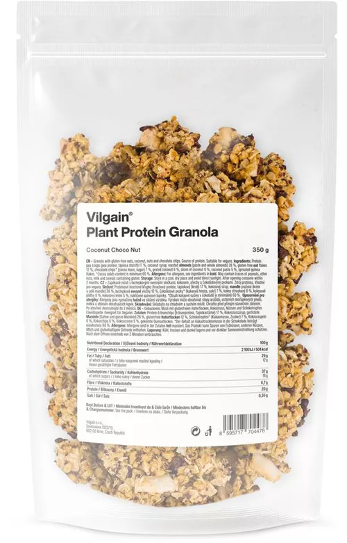 Vilgain Plant Protein Granola kokos, čokoláda a ořechy 350 g